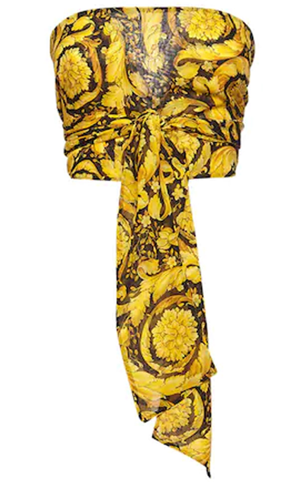 All over baroque silk georgette top, Versace